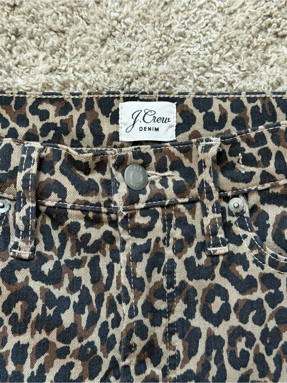 J. Crew Leopard Print Skinny Jeans - Brown/Black